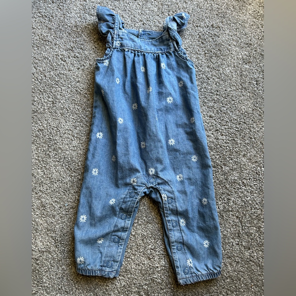 Carters Blue Floral Overalls